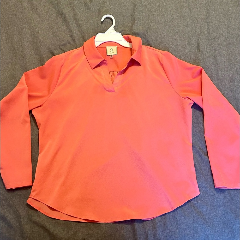 Sioni Vibrant Coral Button Down Shirt